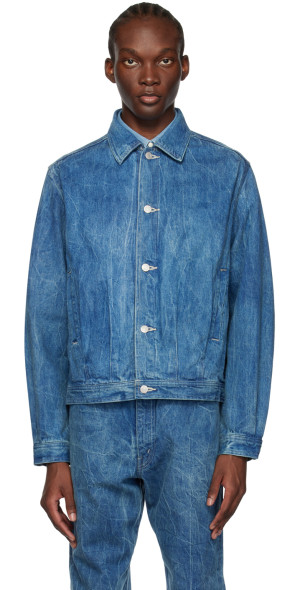 AURALEE washed faded denim size5 blue Faded Light Denim Blouson in 