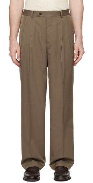 AURALEE - Taupe Light Wool Max Gabardine Two-Tuck Trousers