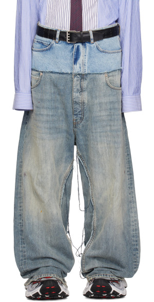 Balenciaga - Blue Cut-Up Baggy Jeans
