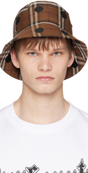 Burberry - Brown Polka Dot Check Bucket Hat display picture 2