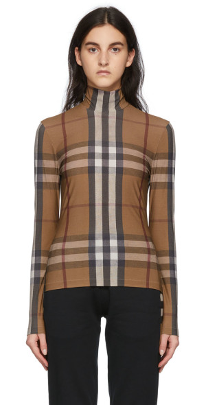 Burberry - Brown Stretch Jersey Turtleneck Top