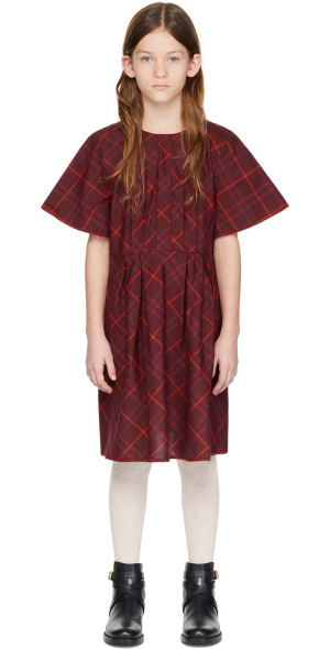 Burberry - Kids Purple Pleated Check Dress Burberry - Kids Purple Pleated Check Dress