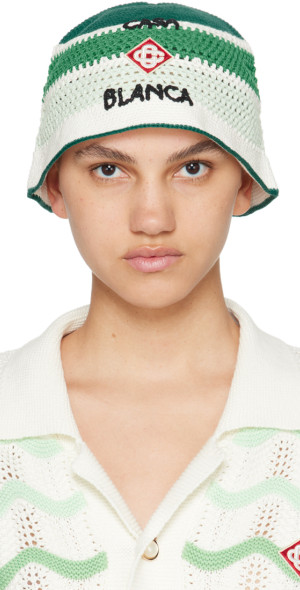 Casablanca - Green Stripe Crochet Bucket Hat