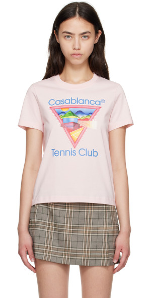 【関税込み】Casablanca ピンク Tennis Club Tシャツ Casablanca Pink Tennis Club T-Shirt Casablanca