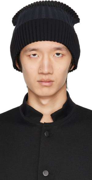 CFCL - SSENSE Exclusive Black & Navy Fluted Beanie