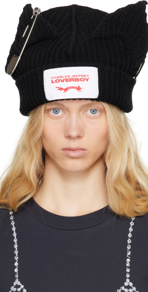 CHARLES JEFFREY LOVERBOY PUNK EARS ビーニー Charles Jeffrey LOVERBOY - Black Chunky Punk Ears Beanie
