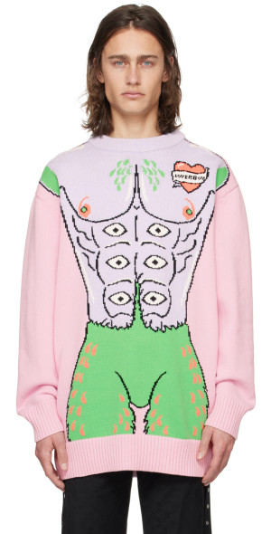 CHARLES JEFFREY LOVERBOY ディストレスセーター Lサイズ Charles Jeffrey LOVERBOY - Pink Sexy Beasts Sweater