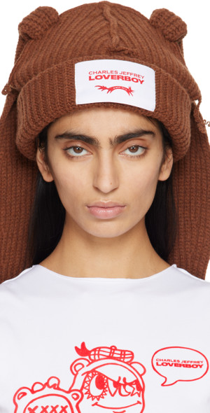 Charles Jeffrey LOVERBOY - SSENSE Exclusive Brown Chunky Rabbit Beanie