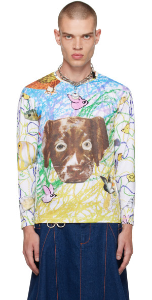 Chopova Lowena - Multicolor Brown Dog Long Sleeve T-Shirt