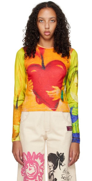 Chopova Lowena - Multicolor Fire Heart Long Sleeve T-Shirt