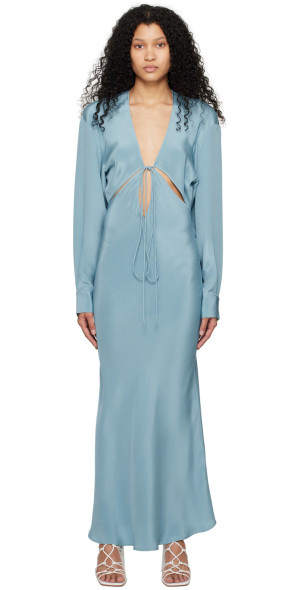 christopher esber triquetra dress blue Christopher Esber Triquetra cutout silk maxi dress