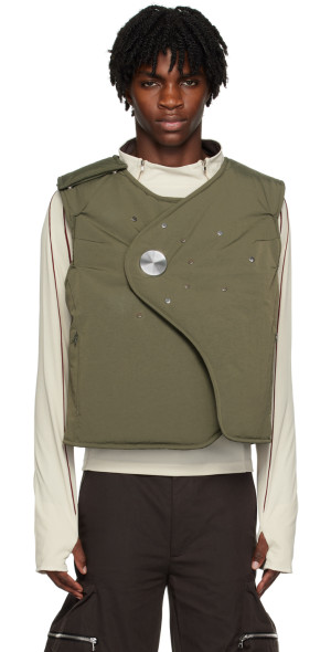 【新品未使用】 Meravel ミーラベル Seersucker Vest CMMAWEAR - SSENSE Exclusive Green Polaris Vest