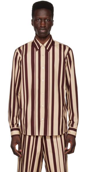 Dries Van Noten - Beige & Burgundy Striped Shirt