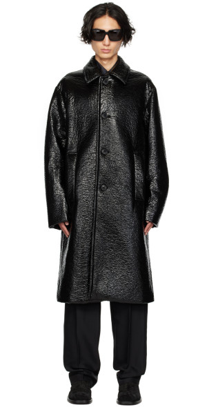 Dries Van Noten - Black Crinkled Coat