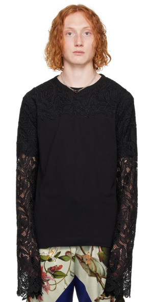 Dries Van Noten - Black Floral Long Sleeve T-Shirt