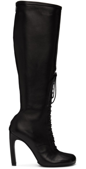 Dries Van Noten - Black Lace-Up Tall Boots display picture 2