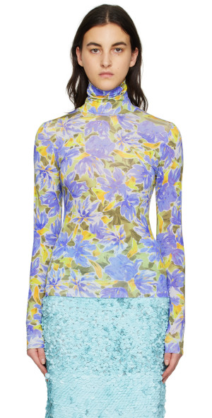 Dries Van Noten - Blue Floral Turtleneck