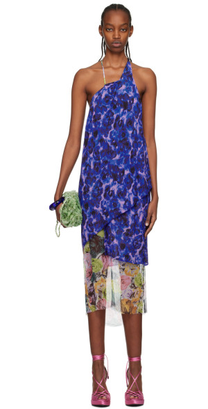 dries van noten blue dress Dries Van Noten Daffino Dress in Navy – Hampden Clothing main image 0