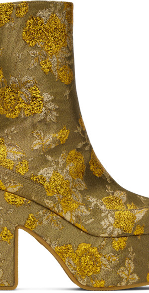 Dries Van Noten - Gold Jacquard Boots display picture 2