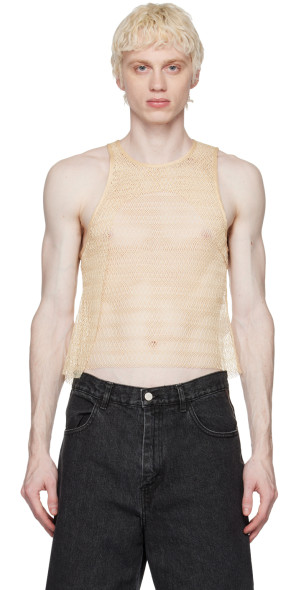n*o様 eckhaus latta タンクトップ Eckhaus Latta - Yellow Net Tank Top