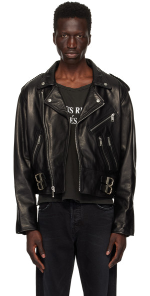 Enfants Riches Déprimés - Black Rose Buckle Leather Jacket