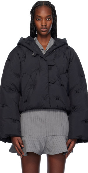 GANNI Black Short Tech Down Puffer Jacket