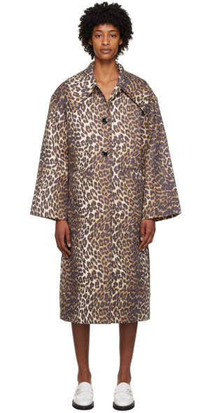 GANNI - Brown Leopard Coat