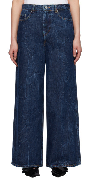 GANNI - Navy Crinkled Future Denim Marri Jeans