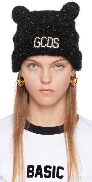 Gcds Logo Teddy-ears Beanie In Brown GCDS Brown Ear Logo Beanie GCDS main image 4