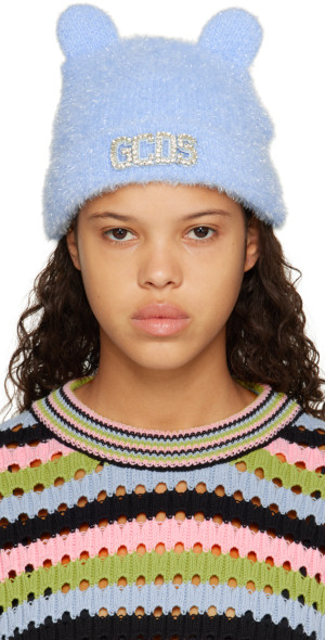 GCDS Teddy Ear Beanie Hat GCDS Black Teddy Ear Beanie GCDS main image 3