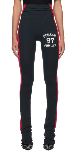 GREG ROSS - Black & Red Side Stripe Leggings
