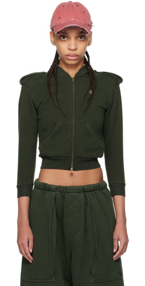 GREG ROSS - Khaki Shrunken Military Hoodie