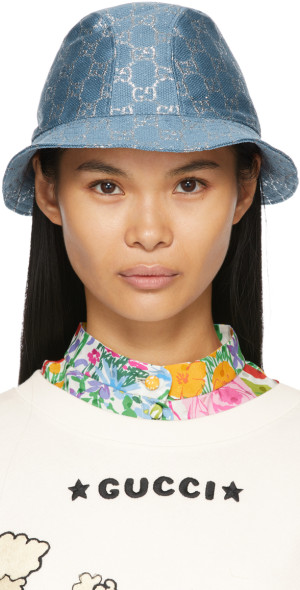 Gucci - Blue Lamé GG Bucket Hat