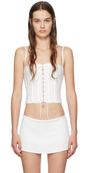 GUIZIO サーマルトップス coquette core GUIZIO - White Cotton Scallop Corset