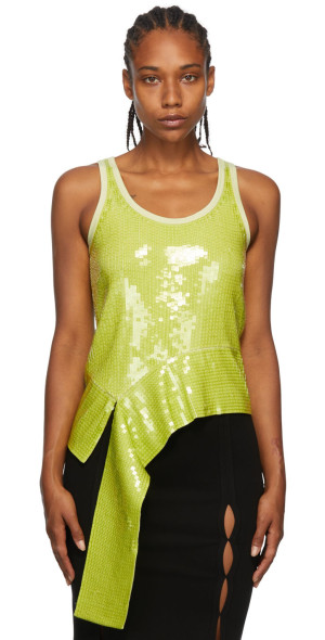 Helmut Lang - Green Sequinned Tank Top