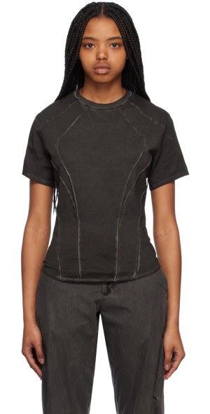 HYEIN SEO - Black Exposed Seam T-Shirt