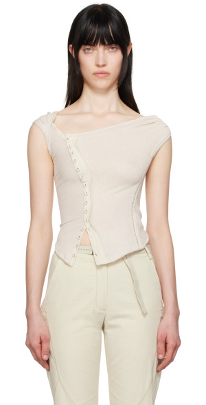 hyein seo Cross Stitch Top サイズ1 HYEIN SEO - SSENSE Exclusive Beige Cross Stitch Top