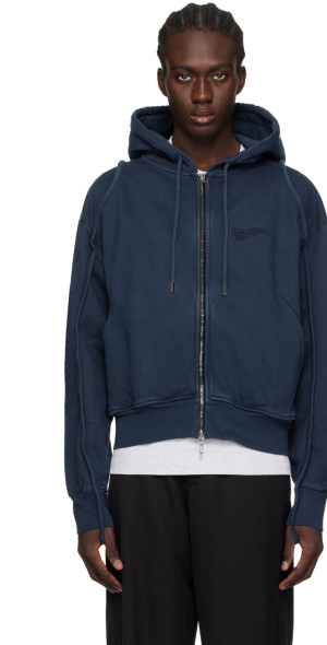 Jacquemus Le Chouchou zip upパーカー Jacquemus Navy Le Chouchou 'Le Sweater Camargue Zippé' Hoodie