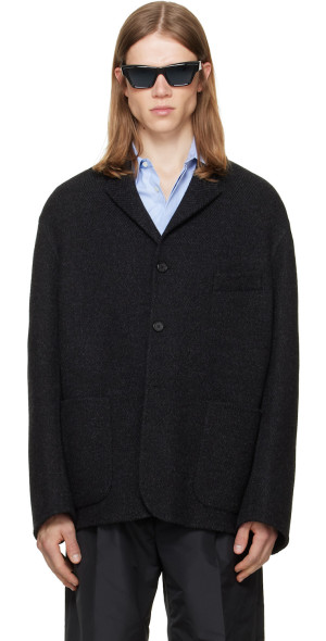 Jil Sander - Gray Wool Chevron Jacket