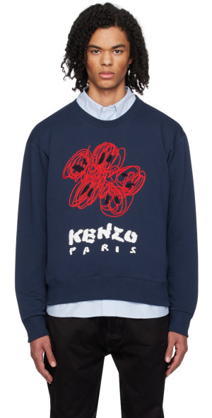 Kenzo - Navy Paris Drawn Varsity Sweatshirt