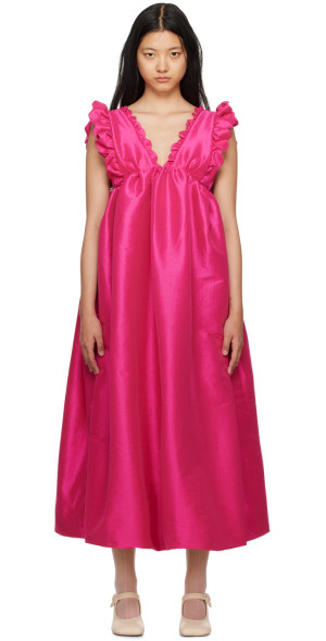 formal hot pink maxi dress Kika Vargas Hot Pink Babydoll Dress by Kika Vargas