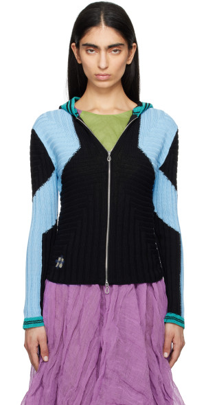 Kiko Kostadinov - Black & Blue Quimby Fitted Knit Hoodie