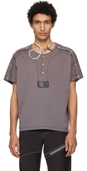 トップス kiko kostadinov 3D Short Sleeve Shirt Kiko Kostadinov - Gray Sargo Short Sleeve Henley