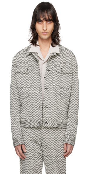 ジャケット・アウター KOZABURO SASHIKO OVERDYE TRUCKER JACKET KOZABURO - Black & White Trucker Denim Jacket