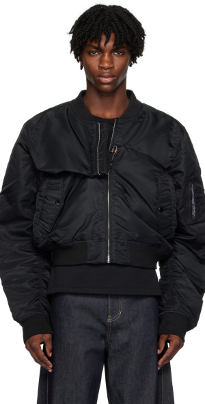 Marina Yee - Black Customized Fold Bomber Jacket