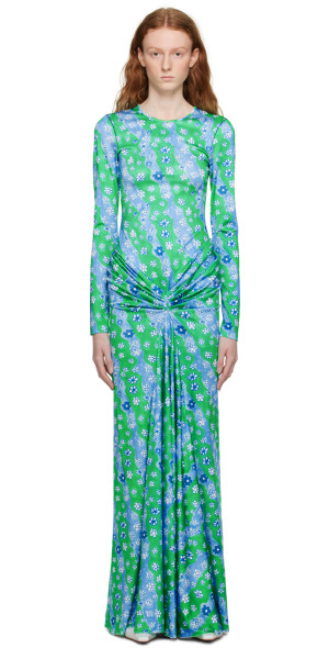 Marni Green Blue Floral Maxi Dress