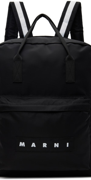 Marni Kids Black Logo Backpack