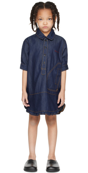 marni denim dress ASYMMETRIC (S/M) printed with the effect of irregular strokes to bring depth and movement to the silhouette Marni Dress Woman color Blue