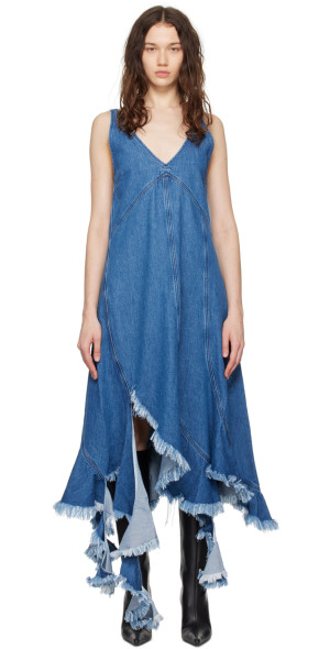 Marques Almeida - Blue Frayed Denim Midi Dress