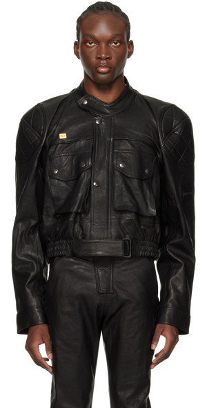 Martine Rose - Black Cropped Leather Jacket